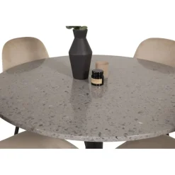 Razzia Rundt Spisebordssæt - Beige, Sort og Hvid