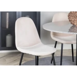 Razzia Rundt Spisebordssæt - Beige, Sort og Hvid