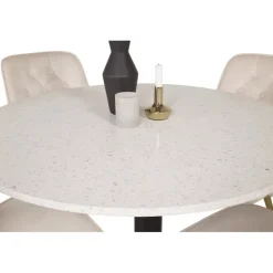 Razzia Rundt Spisebordssæt - Beige, Sort, Messing og Hvid