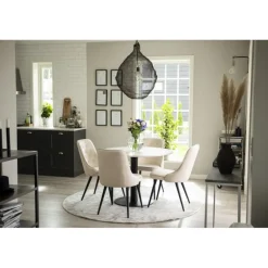 Razzia Rundt Spisebordssæt - Beige, Sort og Hvid