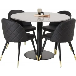 Razzia Rundt Spisebordssæt - Sort, Messing Grå