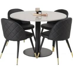 Razzia Rundt Spisebordssæt - Sort, Messing Grå