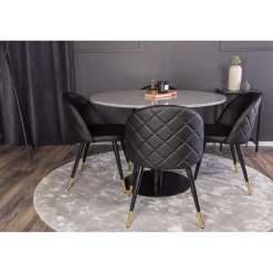 Razzia Rundt Spisebordssæt - Sort, Messing Grå