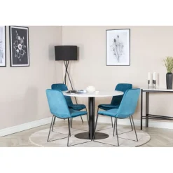 Razzia Rundt Spisebordssæt - Sort, Blå og Hvid