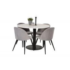 Razzia Rundt Spisestuesæt - Sort, Lysegrå og Hvid