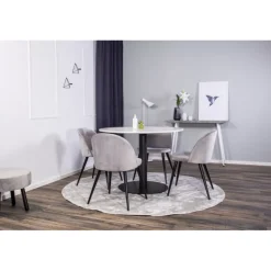 Razzia Rundt Spisestuesæt - Sort, Lysegrå og Hvid