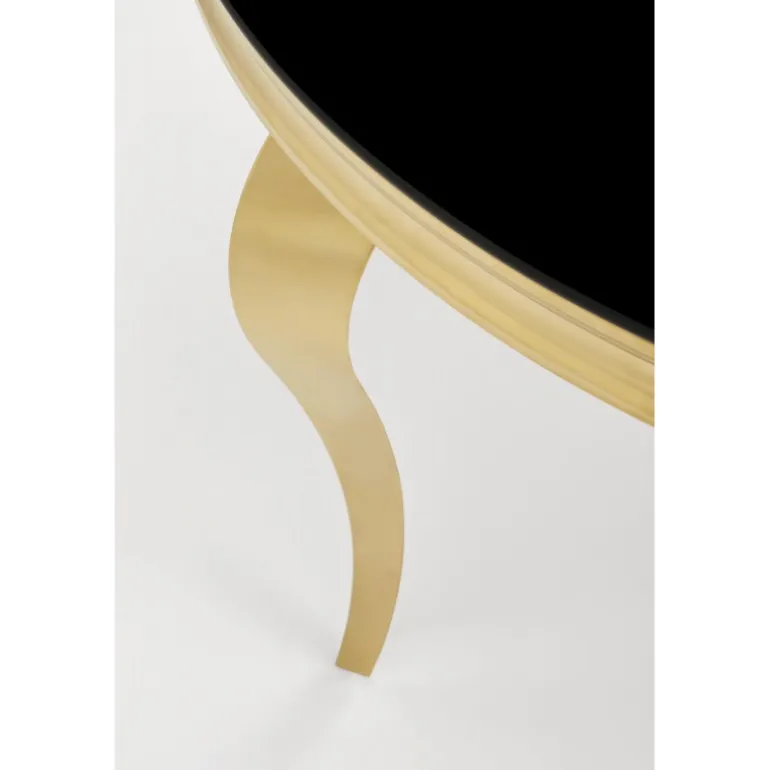 REGINALD_2 bord, - top - Sort glas, ben - guld