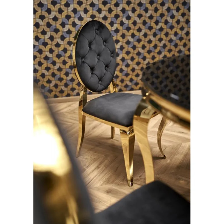 REGINALD_2 bord, - top - Sort glas, ben - guld