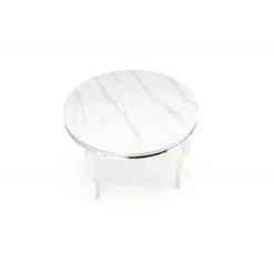 REGINALD bord, - top - Hvid marmor, ben - sølv