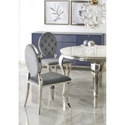 REGINALD bord, - top - Hvid marmor, ben - sølv