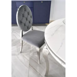 REGINALD bord, - top - Hvid marmor, ben - sølv