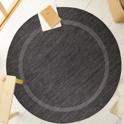 Relax Rund Udendørs tæppe Ensfarvet - Sort