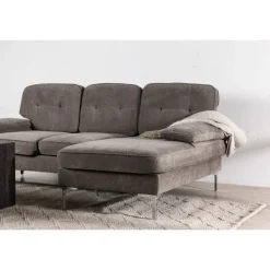 Remis 3 personers chaiselongsofa - Krom og Mørkegrå