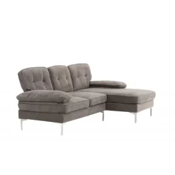 Remis 3 personers chaiselongsofa - Krom og Mørkegrå