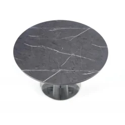 RICARDO Spisebord med udtræk, - top - Grå marmor, ben - MørkeGrå