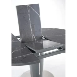 RICARDO Spisebord med udtræk, - top - Grå marmor, ben - MørkeGrå