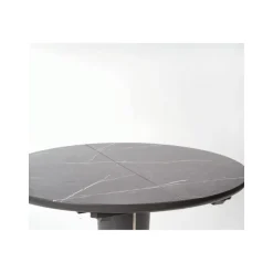 RICARDO Spisebord med udtræk, - top - Grå marmor, ben - MørkeGrå