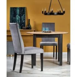 RINGO Rundt spisebord med udtræk 102cm udvides til 142cm - kunstig eg / Sort