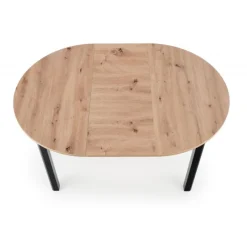 RINGO Rundt spisebord med udtræk 102cm udvides til 142cm - kunstig eg / Sort