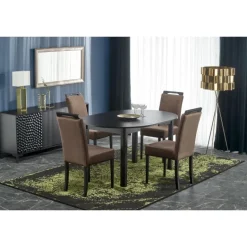 RINGO Rundt spisebord med udtræk 102cm udvides til 142cm - Sort