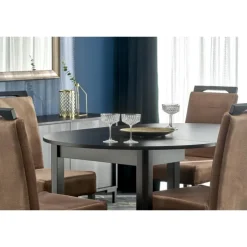 RINGO Rundt spisebord med udtræk 102cm udvides til 142cm - Sort