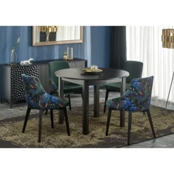 RINGO Rundt spisebord med udtræk 102cm udvides til 142cm - Sort