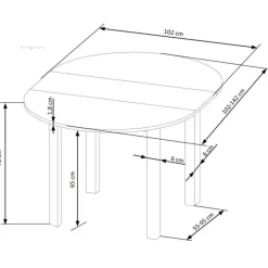RINGO Rundt spisebord med udtræk 102cm udvides til 142cm - Håndværk eg