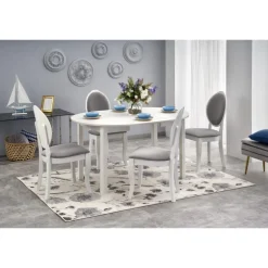 RINGO Rundt spisebord med udtræk 102cm udvides til 142cm - Hvid