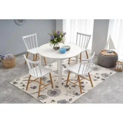 RINGO Rundt spisebord med udtræk 102cm udvides til 142cm - Hvid