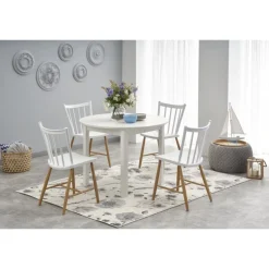 RINGO Rundt spisebord med udtræk 102cm udvides til 142cm - Hvid