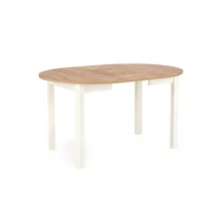 RINGO Rundt spisebord med udtræk 102cm udvides til 142cm - Håndværk eg og Hvid