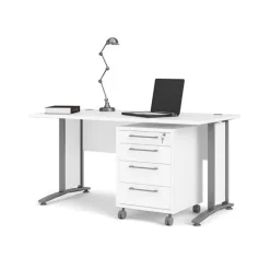 Rio skrivebord 150cm med skuffesektion Hvid