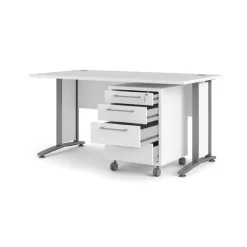 Rio skrivebord 150cm med skuffesektion Hvid