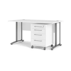 Rio skrivebord 150cm med skuffesektion Hvid