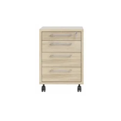 Rio skuffesektion på hjul med 4 skuffer - Natur egetræsfiner