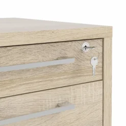 Rio skuffesektion på hjul med 4 skuffer - Natur egetræsfiner