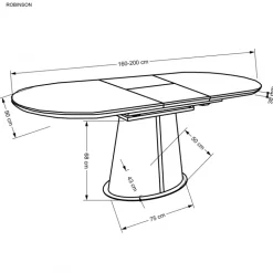 ROBINSON Spisebord med udtræk, Beige marmor / Cappuccino / Sort