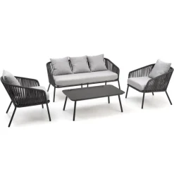 ROCCA havesæt (sofa + 2 stole + kaffebord), MørkeGrå / lyseGrå