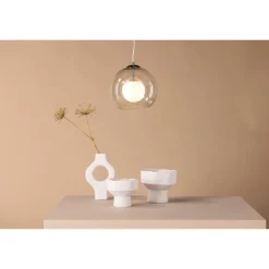 Roche Loftlampe - Krom og Transparent og Hvid