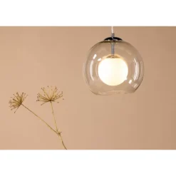 Roche Loftlampe - Krom og Transparent og Hvid