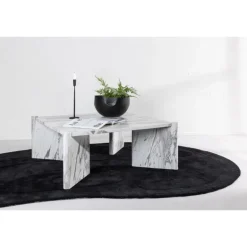 Rogaland Sofabord 100x100cm - Hvid Marmorlook