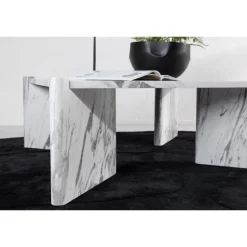 Rogaland Sofabord 100x100cm - Hvid Marmorlook