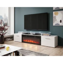 ROVA EF TV bord Hvid - med Pejs