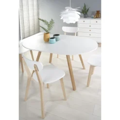 RUBEN Rundt spisebord med udræk 102cm udvides til 142cm - Hvid