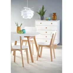 RUBEN Rundt spisebord med udræk 102cm udvides til 142cm - Hvid