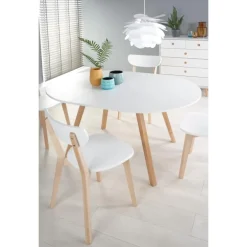 RUBEN Rundt spisebord med udræk 102cm udvides til 142cm - Hvid