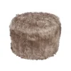 Rund imiteret lammeskinds puf i lysegrå