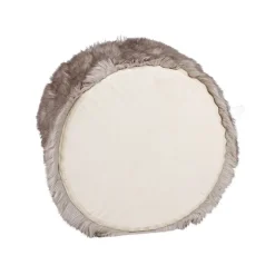 Rund imiteret lammeskinds puf i lysegrå