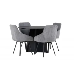 Rundt Spisebordssæt Bootcut med stole Rosie - Sort og Grå