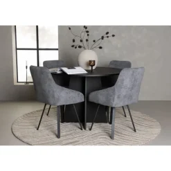 Rundt Spisebordssæt Bootcut med stole Rosie - Sort og Grå